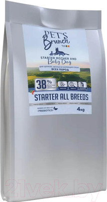 Сухой корм для собак Pet's Brunch Starter для щенков и кормящих с говядиной (4кг)