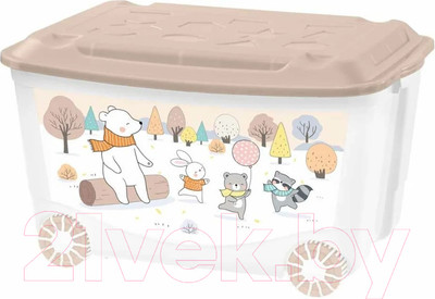 Ящик для хранения Пластишка Зверушки на опушке / 43138093251 (темно-бежевый)