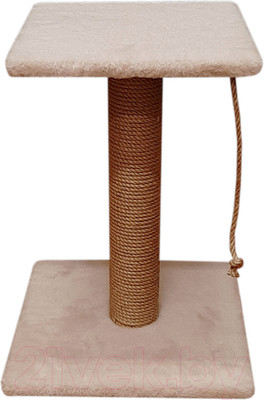 Лежанка-когтеточка Bast С полкой 50 (джут, бежевый)