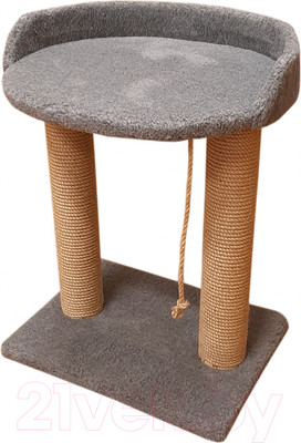 Лежанка-когтеточка Bast С овальной полкой 55 (джут, серый)