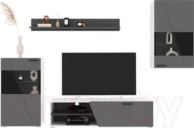 Горка для гостиной Interline Neo-6 без подсветки (белый/серый)