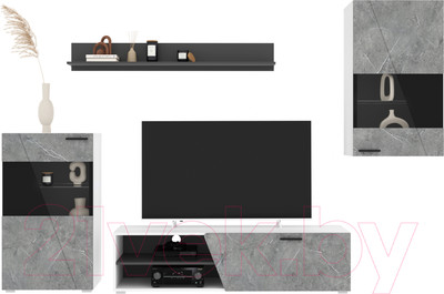 Горка для гостиной Interline Neo-6 без подсветки (белый/керамика)