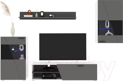 Горка для гостиной Interline Neo-6 с подсветкой (белый/серый)