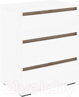 Комод Кортекс-мебель Бари 60 3ш (белый/белый/дуб сонома)