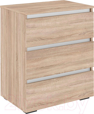 Комод Кортекс-мебель Бари 60 3ш (дуб сонома/дуб сонома/белый)