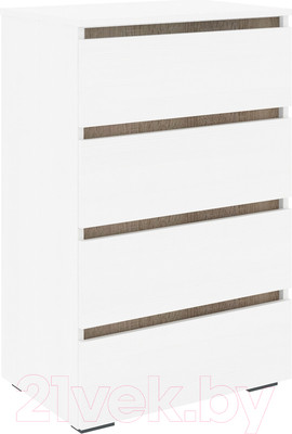 Комод Кортекс-мебель Бари 60 4ш (белый/белый/дуб сонома)