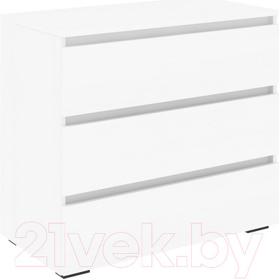 Комод Кортекс-мебель Бари 80 3ш (белый/белый/белый)