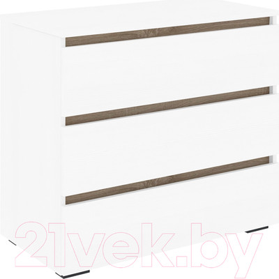 Комод Кортекс-мебель Бари 80 3ш (белый/белый/дуб сонома)