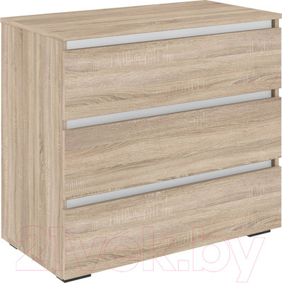 Комод Кортекс-мебель Бари 80 3ш (дуб сонома/дуб сонома/белый)