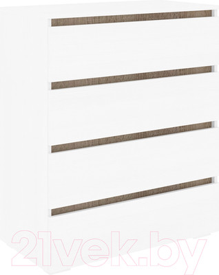 Комод Кортекс-мебель Бари 80 4ш (белый/белый/дуб сонома)