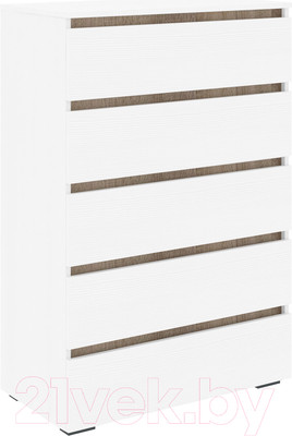 Комод Кортекс-мебель Бари 80 5ш (белый/белый/дуб сонома)