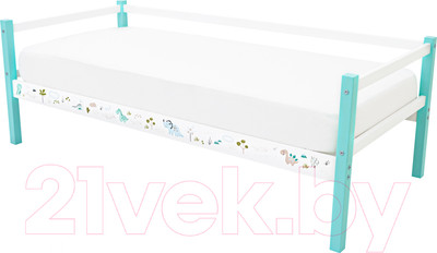 Кровать-тахта детская Бельмарко Svogen / 1355 (мятный/белый динозаврики)