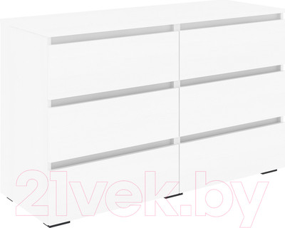 Комод Кортекс-мебель Бари 120 6ш (белый/белый/белый)