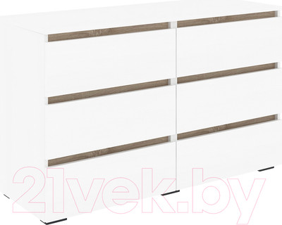 Комод Кортекс-мебель Бари 120 6ш (белый/белый/дуб сонома)