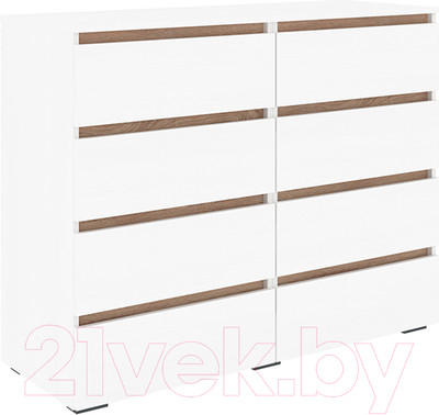 Комод Кортекс-мебель Бари 120 8ш (белый/белый/дуб сонома)