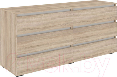 Комод Кортекс-мебель Бари 160 6ш (дуб сонома/дуб сонома/белый)