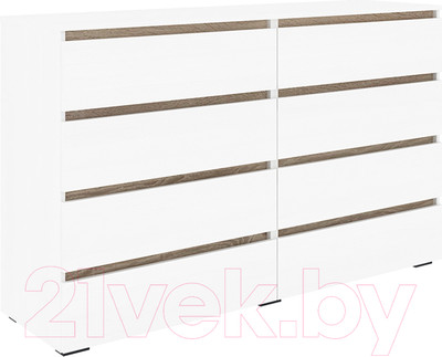 Комод Кортекс-мебель Бари 160 8ш (белый/белый/дуб сонома)