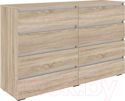 Комод Кортекс-мебель Бари 160 8ш (дуб сонома/дуб сонома/белый)