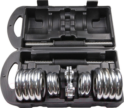 Набор гантелей разборных AMETIST Хромированных (15кг, в чемодане)