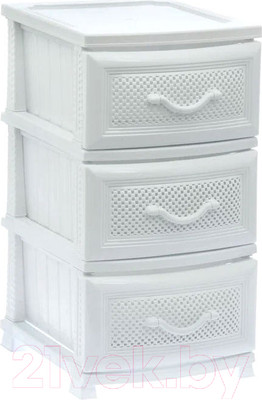 Комод пластиковый Росспласт Дельфин 3 яруса (белый)
