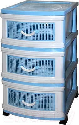 Комод пластиковый Росспласт Дельфин 3 яруса (голубой/белый)