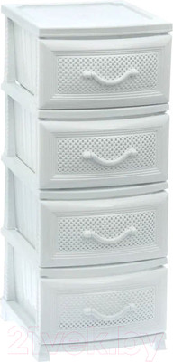 Комод пластиковый Росспласт Дельфин 4 яруса (белый)
