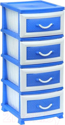 Комод пластиковый Росспласт Дельфин 4 яруса (голубой)
