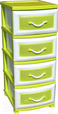 Комод пластиковый Росспласт Дельфин 4 яруса (лимон)