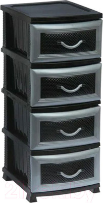 Комод пластиковый Росспласт Дельфин 4 яруса (черный)