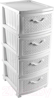 Комод пластиковый Росспласт Ромашка 4 яруса (белый)