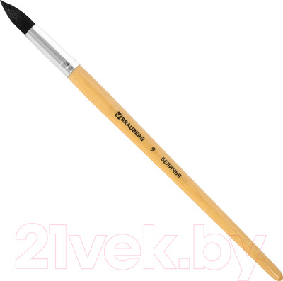 Кисть для рисования Brauberg Белка №9 / 200186 (круглая)