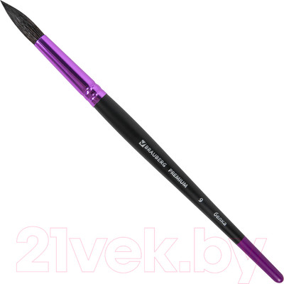Кисть для рисования Brauberg Premium. Белка №9 / 200978 (круглая)