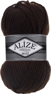 Пряжа для вязания Alize Superlana Maxi 75% акрил, 25% шерсть 26 / 2930827 (100м, коричневый)