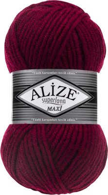 Пряжа для вязания Alize Superlana Maxi 75% акрил, 25% шерсть 390 / 2930830 (100м, темно-красный)