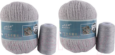 Набор пряжи для вязания ХоббиБум Пух норки / 857 (2 мотка, светло-серый)