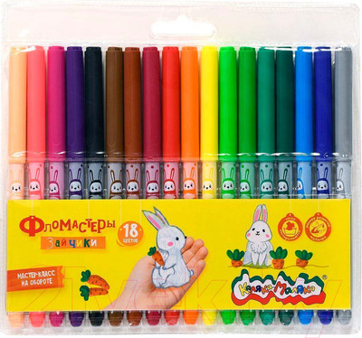 Фломастеры Каляка-Маляка Зайчики / ФПРКМ18 (18цв)