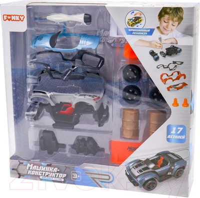 Конструктор инерционный Funky Toys Машинка / YS0281479 (серый)