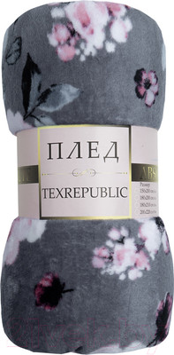 Плед TexRepublic Absolute Нежность-розы Фланель 150x200 / 63790 (серый/розовый)