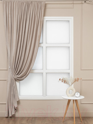 Штора Amore Mio Бархат T66-58 200x270 / 20839 (бежевый)