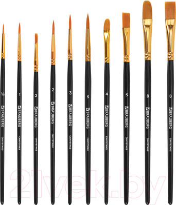 Набор кистей Brauberg Синтетика / 201028 (10шт)