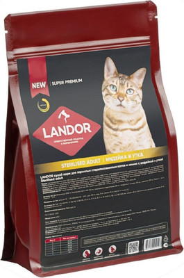 Сухой корм для кошек Landor Полнорац. для стерилизованных котов и с индейкой и уткой / L1004 (400г)