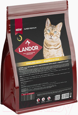 Сухой корм для кошек Landor Полнорацион. для стерилизованных с индейкой и уткой / L1015 (2кг)
