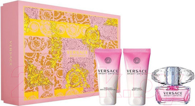 Парфюмерный набор Versace Bright Crystal Туалетная вода+Лосьон для тела+Гель для душа (50мл+50мл+50мл)