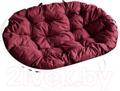 Диван садовый M-Group Мамасан / 12100102 (белый/бордовая подушка)