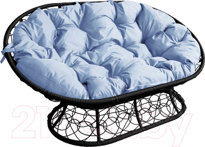 Диван садовый M-Group Мамасан / 12110409 (черный ротанг/серая подушка)