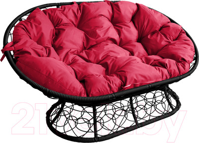 Диван садовый M-Group Мамасан / 12110406 (черный ротанг/красная подушка)