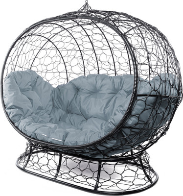 Диван садовый M-Group Улей на ножках / 11220409 (черный ротанг/серая подушка)