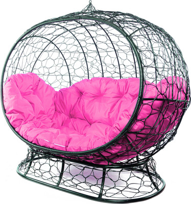 Диван садовый M-Group Улей на ножках / 11220408 (черный ротанг/розовая подушка)