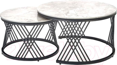 Комплект журнальных столиков Halmar Flamingo / V-CH-FLAMINGO-LAW (серый мрамор/черный)