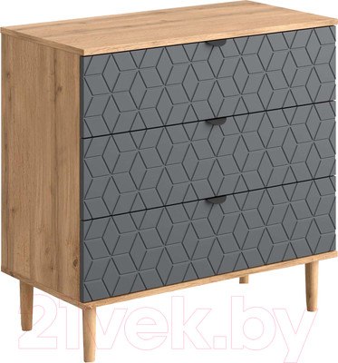 Комод Мебельград Денвер 3 ящика (дуб вотан/графит)